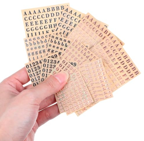TIESOME 12 Blätter 1280 Stück kleine Buchstabenaufkleber für Harz,Mini Gold/Silber Buchstaben Aufkleber Metallic Alphabet Zahlenaufkleber