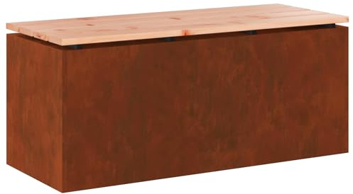 vidaXL Trädgårdsbänk Rostig 100 x 40 x 43 cm cortenstål, Trädgård och terrass, modern utomhusmöbel, hållbar bänk, stiligt patio-möblemang för avkoppling och sammankomster