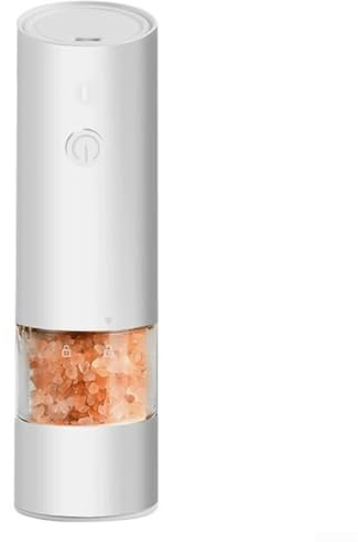 Molinillo de pimienta eléctrico portátil recargable por USB para moler pimienta y especias automáticamente con construcción resistente para uso regular en la cocina (blanco)