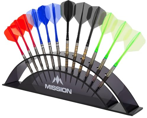 Mission Darts | Darts Station 12 | Holds 12 darts | Acrylic Darts Display Arc | Multiple Colours Available. (Black)
