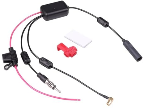 3-in-1 12V Antennenverstärker (SMA) für DAB, FM und AM Autoradio mit Entstörungsfunktion, Signalverstärker (76–108 MHz) für Boote(AM FM DAB Amplifier)