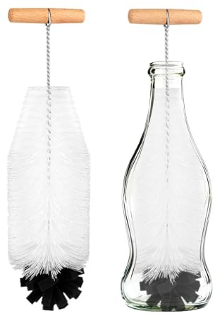 Stalora Goupillon de 35 cm pour Bouteilles en Verre et Sodastream, Brosse à Éponge Douce et Poils Durs, Nettoyage sans Rayures, Compatible avec Bouteilles de Soda, Idéal pour Biberons et Gourdes