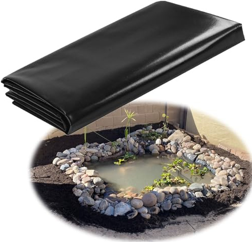 Rivestimento nero per laghetto da 0,12 mm, membrana impermeabile per stagni e piante da giardino, resistente alle intemperie, 2 m x 10 m, durevole per uso esterno