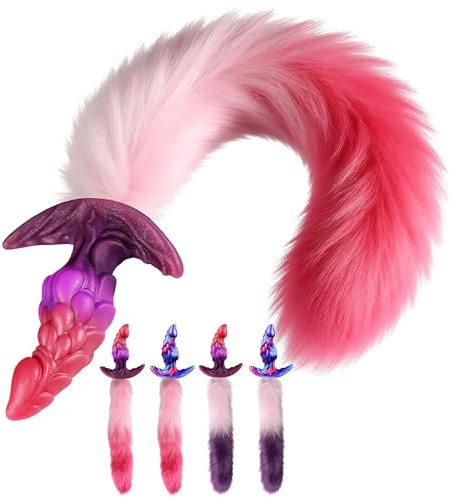 Leyuye Furry Tail Analplug Sexy Fuchsschwanz Buttplug für Frauen BDSM Fox Tail Plug Analplugs Monster Dragon Dildo Erotisches Schwanz Anal Plug Cosplay Petplay SM Sex Spielzeug für die Frau Paare (C)
