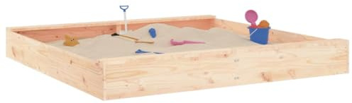 Bac à Sable en Bois, Jeux Extérieur Enfant avec sièges carré Bois de pin Massif 160 x 160 x 20 cm