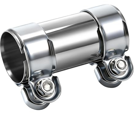 Huiguli Abrazadera de Tubo de Escape Ø 50 mm/L: 125 mm, Antioxidante Abrazadera Escape de Acero Inoxidable, Abrazadera Universal Silenciador con 2 Abrazaderas de Escape Adapta Mayoría Los Coches Motos
