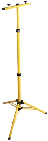 Haofy Treppiede Telescopico in Ferro Stabile per Costruzioni di Fari da Lavoro a LED, Supporto per Illuminazione Ad Altezza Regolabile per Magazzino di Fabbrica, Ferro Giallo 72,4x17,7 Pollici