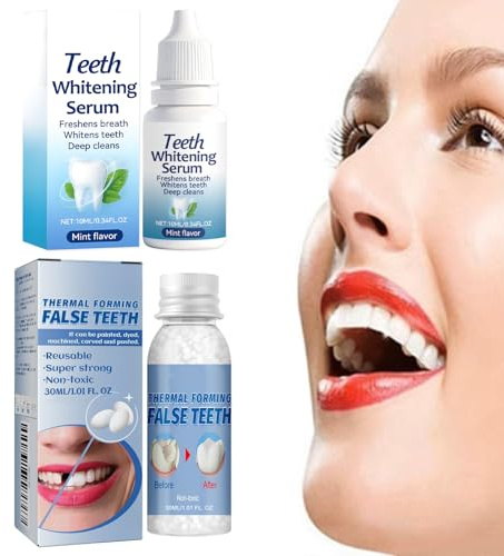 Zahnreparaturset,Zahnfüllungs Reparatursets,30ml Zahnzement Selbsthärtend Dauerhaft,30ml Zahnaufhellungsserum,Zahnkleber für Kronen,zahnreparaturset,Zahnersatz Selber Machen
