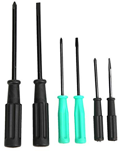6 Pcs Screwdriver Kit, Steel Material 3 Sizes Slot and Cross Screwdriver Heat Treated Repairing Screw Driver Tool with Grip Handle for Sewing Machine, Electronics, Gadgets