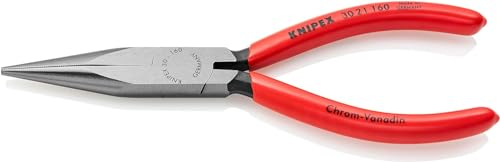 KNIPEX 30 21 160 Long Nose Pliers black atramentized plastic coated 160 mm Multicoloured