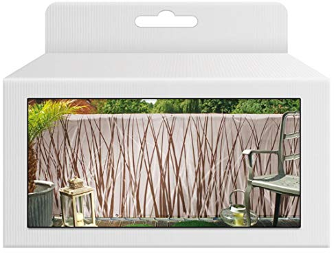 bambus-discount.com Balkon Sichtschutz Bespannung 90x300cm mit Motiv Herbst Gräser - Sichtschutzmatte ohne Bohren mit Ösen 0,9m hoch x 3m lang