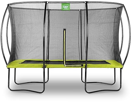 EXIT Toys Silhouette Trampolin - 244x366cm - Rechteckiges Gartentrampolin Outdoor für Kinder - Mit Sicherheitsnetz und Fußschutzsystem - Preisgünstig - Sicherer Einstieg - Gute Sprungkraft - Grün