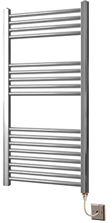 Greened House Chrome Electric Straight Heated Towel Rail 500mm wide x 1000mm high