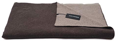 State Cashmere Reversible Throw Blanket - Ultra Soft Accent Blanket for Couch, Sofa & Bed Made with 100% Inner Mongolian Cashmere - Crafted Home Accessories - (Black Coffee/Winter Twig, 60x50)