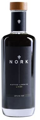 Nork |Kaffee - Lakritz Likör|500 ml |20% Vol.|Aus echtem Lakritz | Mit kräftigem Cold Brew Coffee | Auf Basis von Nork-Doppelkorn |Ungewöhnliche aber harmonische Kombination|Perfekter Wachmacher