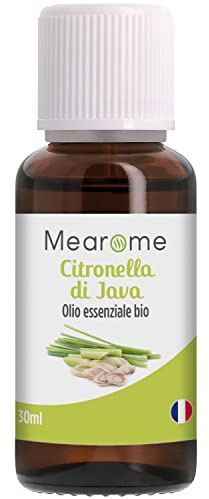 Olio Essenziale Citronella di Java Bio 100% Puro | 30 ml | Nutrimea Mearome | Per Aromaterapia, per Massaggi, per Diffusori | Naturale Vegano | Certificato OEBBD OECT e Agricoltura Biologica