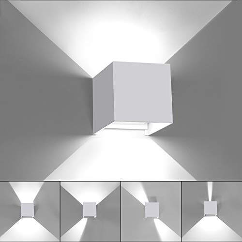 HAWEE Modern Wandlampe LED Wandleuchte Up Down Einstellbarer Abstrahlwinkel Aluminium Wandbeleuchtung Innen Außen Wasserdicht IP65 für Badezimmer Treppen Schlafzimmer Korridor Wohnzimmer, 12W 6000K