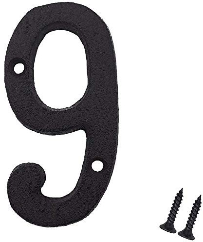 Suithink 3 Inch Black Metal Arabic Numbers Cast Iron House Sign DIY Address Numbers with Fixing Screws (9)