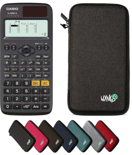 Casio fx-85GT X inkl. WYNGS Schutztasche Dunkelgrau - Wissenschaftlicher Taschenrechner - Basic Set