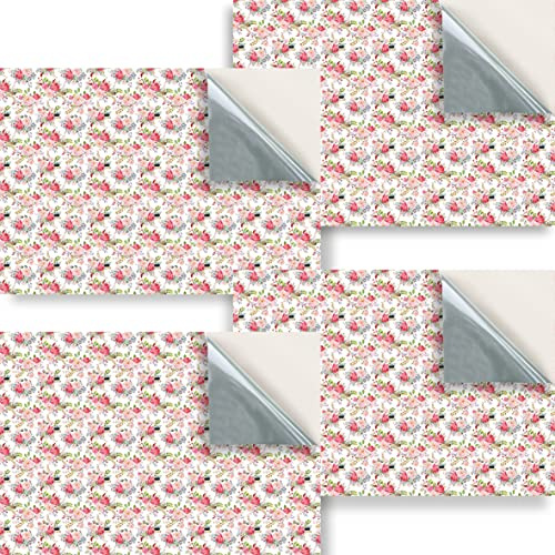 Stick & Go Repositionable Self Adhesive Dolls House Wallpaper 1:24 Scale (Set of 4 Sheets) - Vintage Floral Pink Wallpaper - No. 146