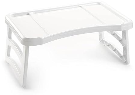 Virsus Vassoio Pieghevole da letto Surt 101, dimensioni 50x32x22 cm, gambe richiudibili, vassoio pieghevoli salvaspazio per colazione a letto, per mangiare in montagna, mare, campeggio (Bianco) - C