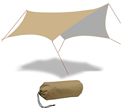 BOPIES Sechseckiges Sonnendach, Regenfester Sonnenschirm Schattentuch for Outdoor Garten Camping, Multifunktionell Schwer belastbar Sonnensegel for Hinterhof Patio (Farbe : Khaki)