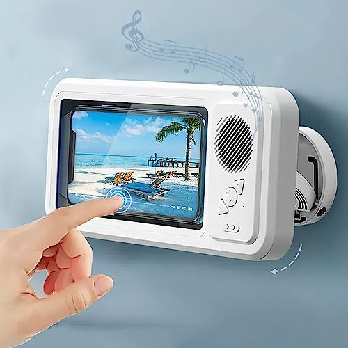 Support TéLéPhone Douche Avec Haut-Parleur Bluetooth Sans Fil, éTanche à 480 Rotation Visible Support TéLéPhone Douche Haut-Parleurs Pour Salle Bain Batheub Cuisine Miroir Mural Pour TéLéPhones ( Colo
