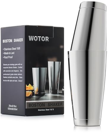 WOTOR Boston - Set di shaker per cocktail, 530 ml e 830 ml oz in acciaio inox, shaker per martini in metallo, mixer per bevande, strumenti professionali da bar per baristi