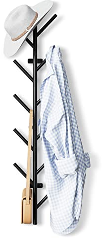 LOFTPLUS Schwarz Wandgarderobe Jackenhalter Wand - 100cm Metall Garderobenleiste mit 11 Haken, Garderobe für Hängen Sie Jacken, Mäntel, Hüte, Schals und Handtaschen