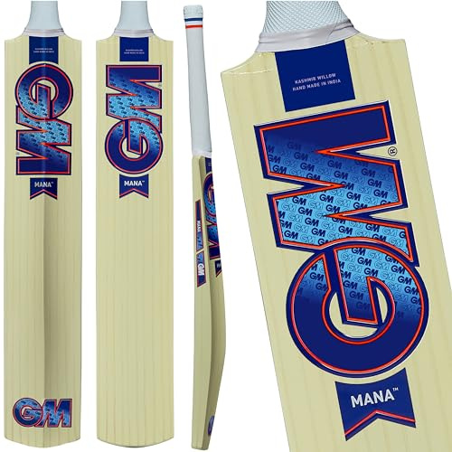 Gunn & Moore GM Cricket Bat | Mana | Nybörjarklass 1 kashmir pil | Storlek 5 lämplig för spelare 150-157 cm/4' 11 tum - 5' 2 tum
