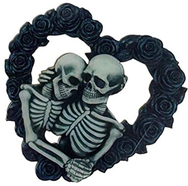 Corona de Esqueleto de Halloween, Corona de Esqueleto en Forma de Corazón, Oración Navideña, Decoración Navideña, Corona de Puerta Delantera, Adorno Colgante para Familias, Hogar,(Verde)