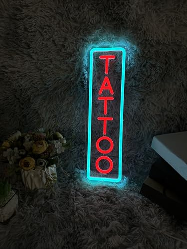 Neon Tattoo Sign (SUPER LARGE - 31x9'') 12V Adapter-Tattoo Neon Sign Tattoo decor Studio gift ideas Tattoo wall decor Tattoo signs decor Shop sign open (31x9'')
