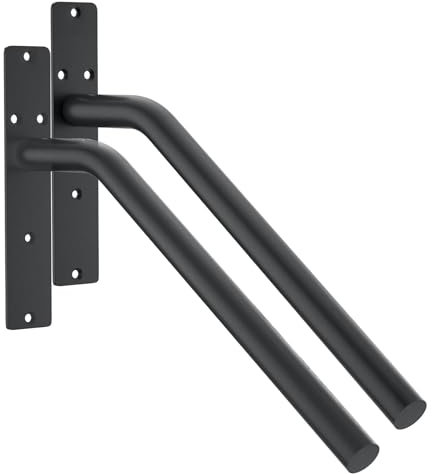 LoRier Handlauf Geländer,Treppenhandlauf für Außenstufen,Wandmontage Treppe Hand Geländer Haltegriffe für 1–3 Stufen,Außenhandlauf für Garage,Veranda,Garten(gebogenes Schwarz, 2 Stück)