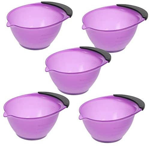 Beatifufu 5Pcs Hair Dye Mixing Bowls with Handle Salon Color Mixing Bowls for Hair Dyeing and Lightweight Hair Color Bowls for Home and Use