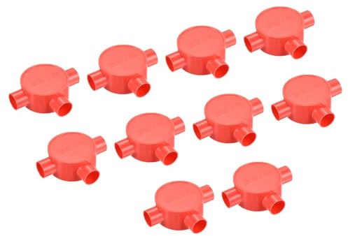 QUARKZMAN 10 Stück PVC Installationsdose Abzweigdose T-förmige runde Kabeldose 20 mm wasserdicht für Heimkabelverwaltung elektronische Projekte, Rot