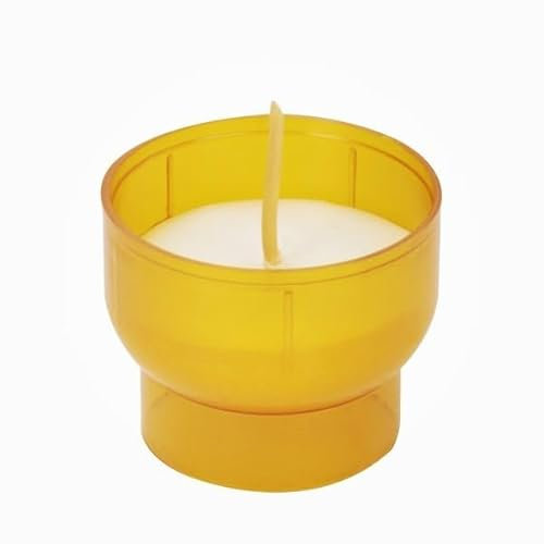 Wiedemann Kerzen Opferlichte 2 Stunden Weiß mit Bernstein-Mehrweg-Kunststoff-Hülle 40 x Ø 47 mm, 300 Stück