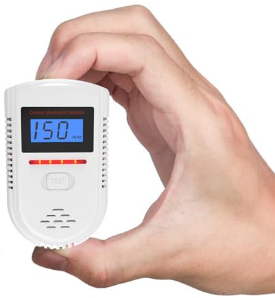 Carbon Monoxide Detector, Carbon Monoxide Alarm, Detector with LED Display (PPM Value Visible at All Times) and 85 dB Audible and Visual Alarm.