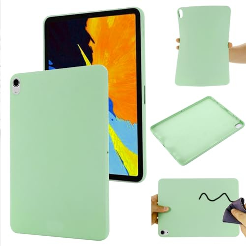 BRAND SET Handyhülle für Apple iPad Air 11 (2024) Silikon Hülle,mit Mikrofasertuch Futterkissen Soft Touch Schutzhülle für Apple iPad Air 11 (2024)-Grün