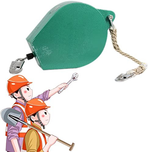 Höhensicherungsgerät mit selbstaufrollendem Rettungsseil, einziehbare persönliche Schutzausrüstung, Absturzsicherung, Traglast 330 lb, Fallschutz + Haken,7m