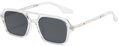 RUNHUIS Vintage Klassische 70er Jahre Quadratische Sonnenbrille für Damen Herren Trendy Retro Slim Rechteck Brille