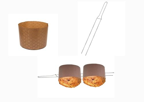 CUSTOM PRINT SHOPPING Panettone Vorbereitungsset 10 Panettone-Formen 500 g + 1 Panettone Nadel 50 cm