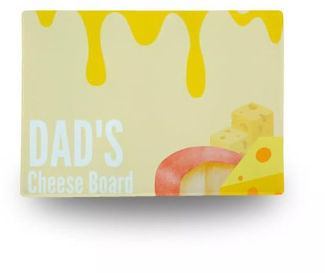 Tabla de cortar de queso de vidrio templado personalizable con texto personalizado con acabado de chinchilla, regalo de cocina, día del padre, cumpleaños, dos tamaños (grande)