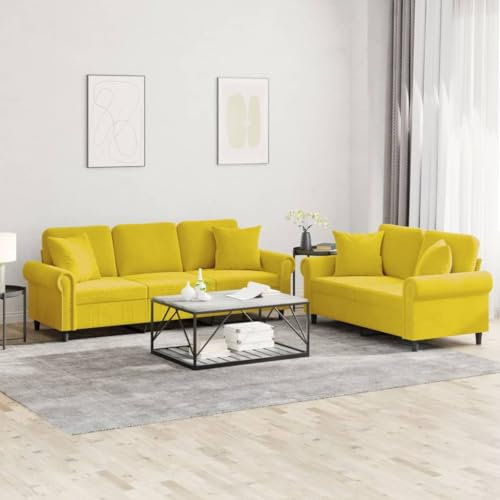 ShGaxin Sofa-Set mit Kissen 2-teilig gelb Samt Sofa-Set Lounge Sofa Relaxsofa 3202276