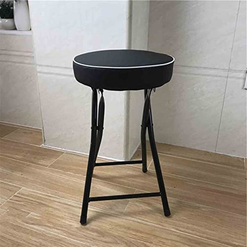 Sgabello da bar pieghevole portatile con seduta rotonda morbida e pelle PU, altezza seduta 50,8 cm, salvaspazio, pieghevole, sgabello da campeggio per adulti, piedini antiscivolo, ideale per cucina,