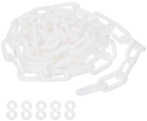 PATIKIL Weiße Kunststoffkette, 10 ft 8mm Absperrkette Sicherheitsbarriere für Warnsicherheit Parkplatz, Personenkontrolle Zaun Tor Konzert Baustelle Absperrung Von Flächen