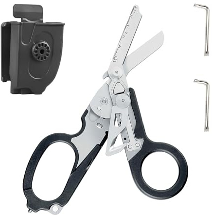 Raptor Response Notfallschere, Trauma Schere Multitool Rettungsschere mit 6 Praktischen Funktionen Faltbare Scherenzange mit Holster, Taktische Klappzang für Outdoor Camping Rettung Werkzeuge