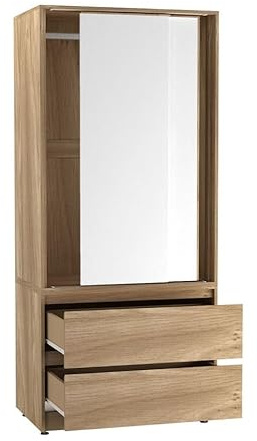 URBNLIVING 2-Door 2-Drawer Sliding Wardrobe, Modern Bedroom Storage Cupboard with Hanging Rail, Smooth Silent Sliding Doors, Adjustable Feet, Safety Wall Fixing and Mix or Match Carcass & Door Colours