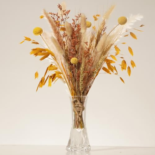 crafity Pampasgras Herbst Deko Trockenblumen Pampasstrauß 44cm Getrocknetes Pampasgras Fall Blumen Deko für Tischdeko Zuhause Whonzimmer Hochzeit