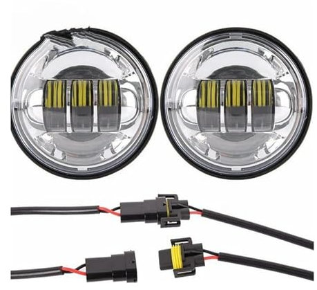 Fanale Proiettore Moto 7 4 1/2 Led Proiettore Moto Faro Fendinebbia Luci Passanti Per Touring Electra Glide7 Pollice Faro Staffa Parti Faro Anteriore(Fog Lamp Chrome)