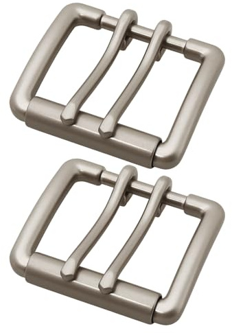 SG Store 2 Pezzi Fibbia Per Cintura In Pelle A Doppio Perno Diametro Interno 40 Mm Adatta Per Cinturini Da 40 Mm Argento Antico